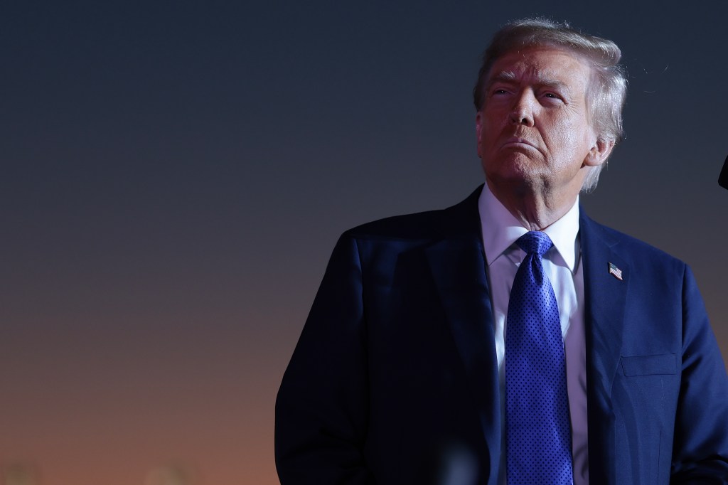 Republican presidential candidate former U.S. President Donald Trump speaks during a campaign rally on Oct. 19, 2024, in Latrobe, Pennsylvania.